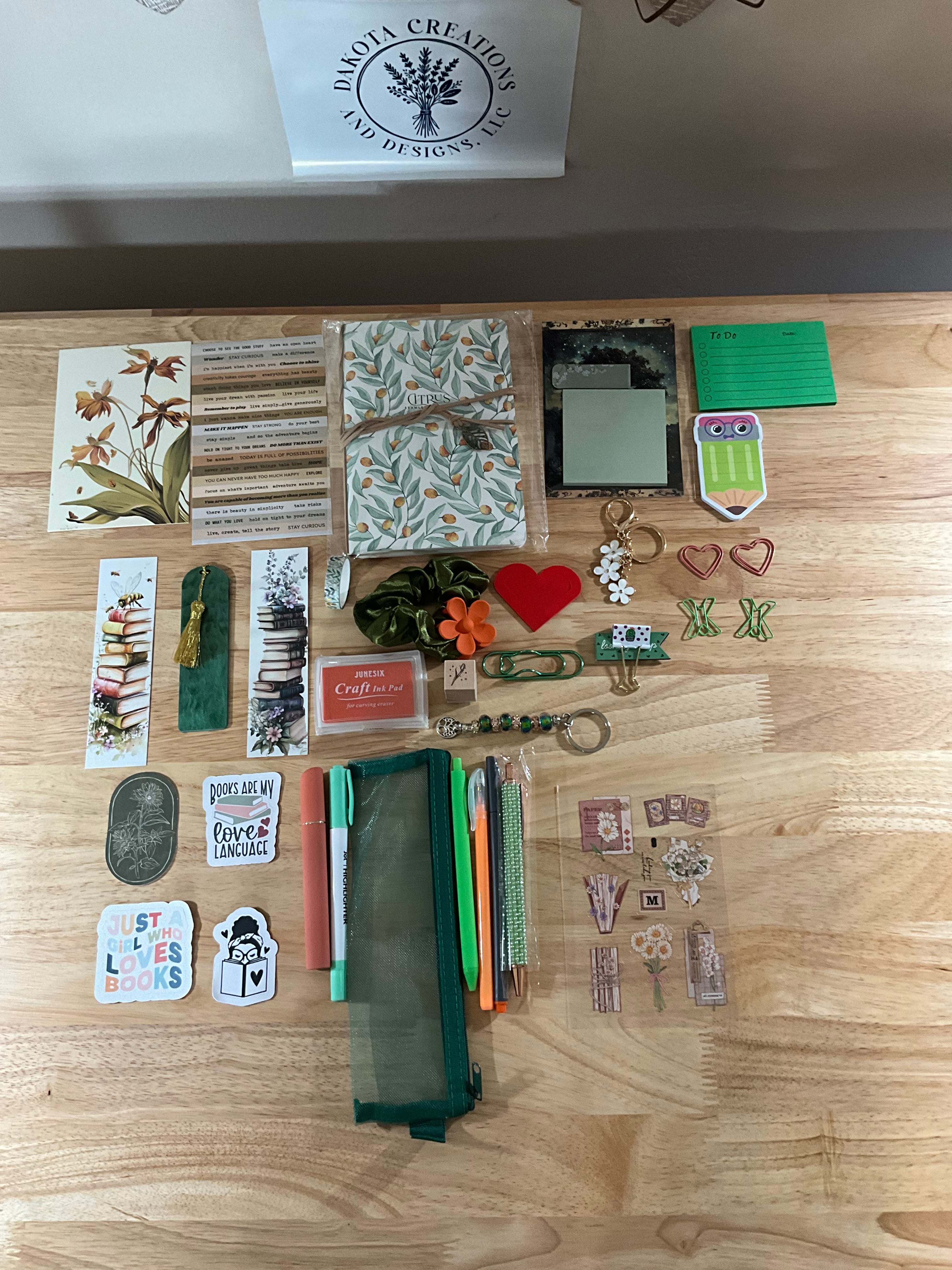 Green/Orange Leaf Bookish Bundle Gift Set